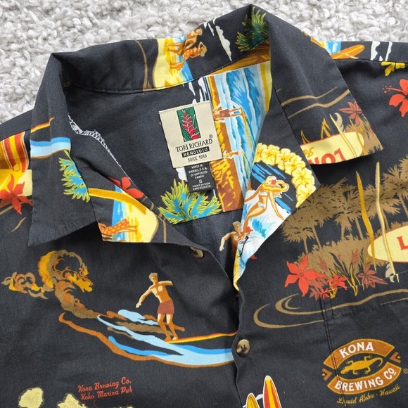Tori Richard Shirt Mens Small Sleeve Tropical Hawaiian Longboard Button Up READ - Picture 1 of 14